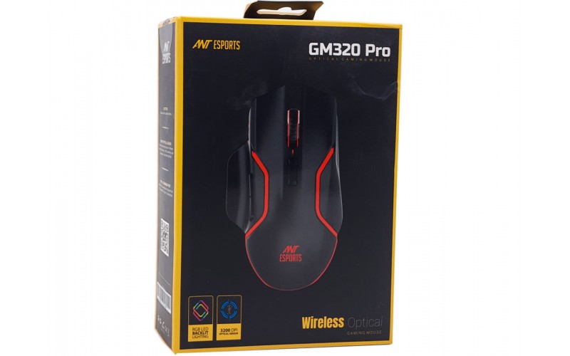 ANT ESPORTS GAMING MOUSE WIRELESS (GM320 PRO) RECHARGABLE 2.4G 3200DPI 300mAh BATTERY