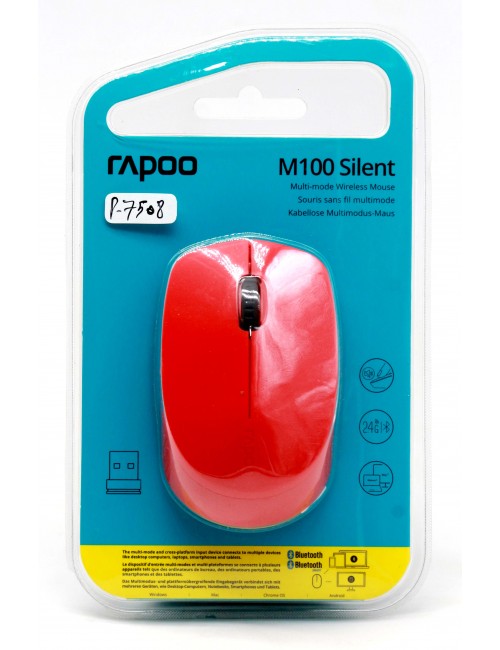 RAPOO MOUSE BLUETOOTH WIRELESS M100 (RED) MULTY MODE 