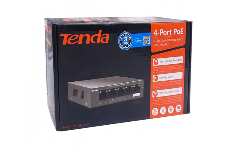 TENDA TEG1105P-4-63W Switch 4 ports Gigabit PoE