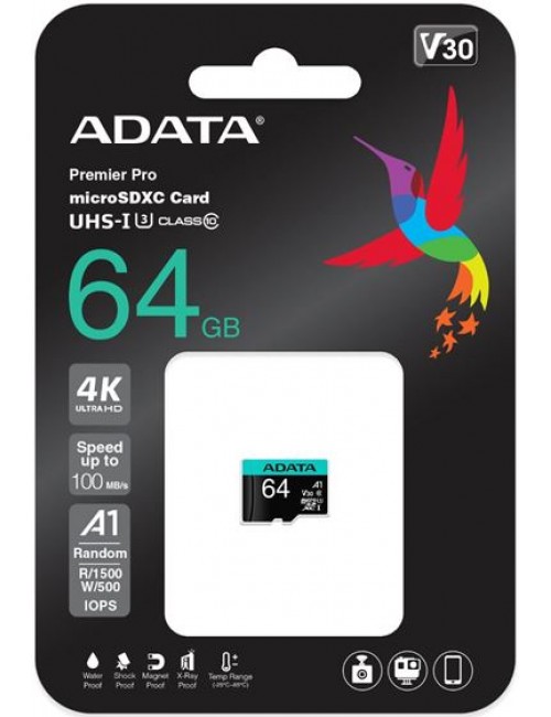 ADATA MICRO SDXC 64GB MEMORY CARD V30