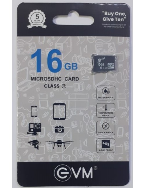 EVM MICRO SD 16GB MEMORY CARD CLASS10 (5 YEAR)