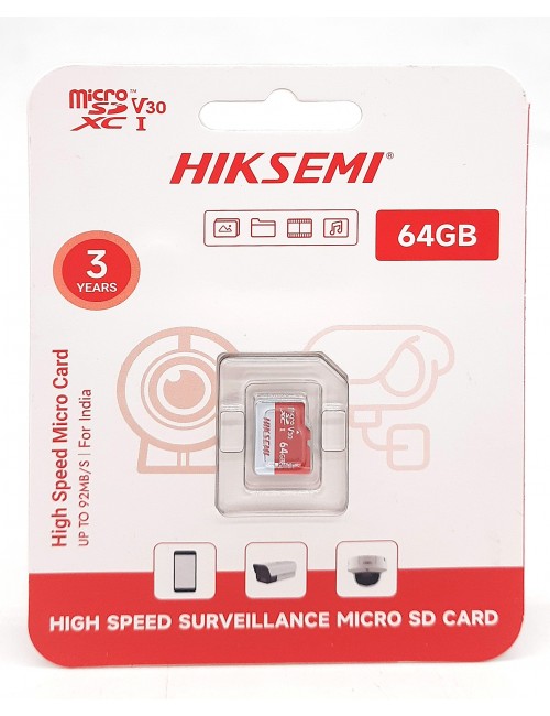HIKSEMI MICRO SD 64GB V30 3 YEARS (COMPTAIBLE FOR CAMERA) 20240127