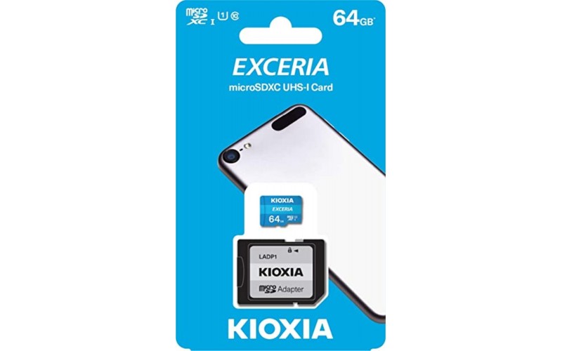 KIOXIA MICRO SD 64GB MEMORY CARD WITH SD ADAPTER R100 U1CLASS10 (5 YEARS)