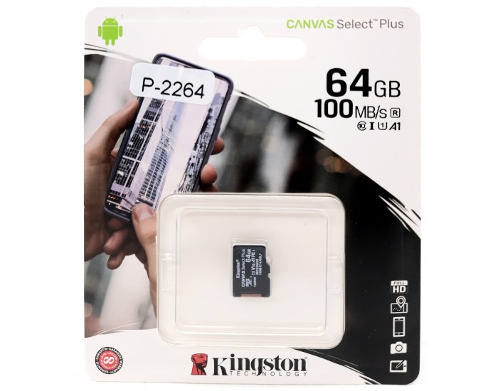 Memoria microSD de 64 GB Kingston, clase U1, V10, A1
