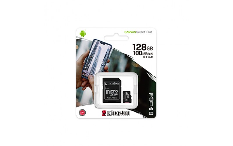 KINGSTON MICRO SD 128GB MEMORY CARD CLASS 10 (CANVAS SELECT PLUS)