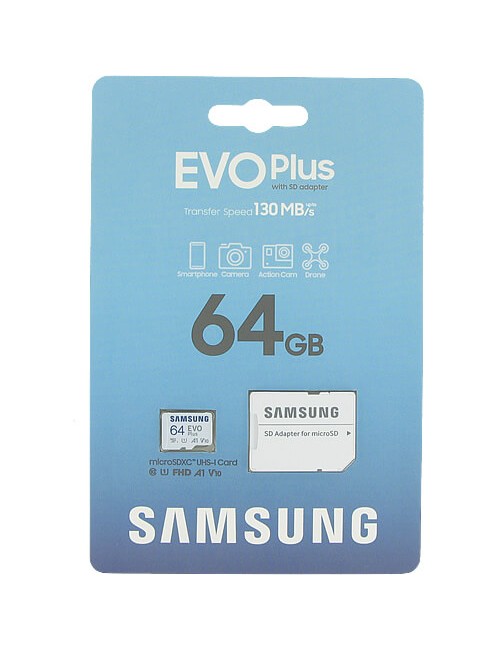 SAMSUNG MICRO SDXC 64GB MEMORY CARD WITH SD ADAPTER EVO PLUS