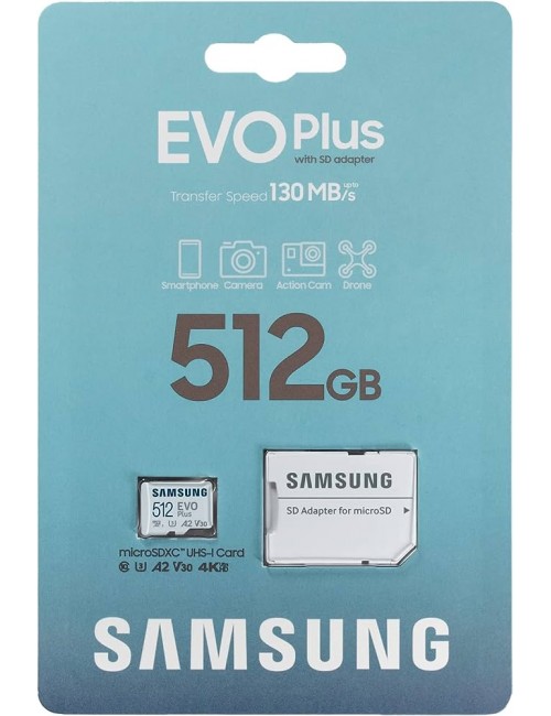 SAMSUNG MICRO SDXC 512GB MEMORY CARD WITH SD ADAPTER EVO PLUS