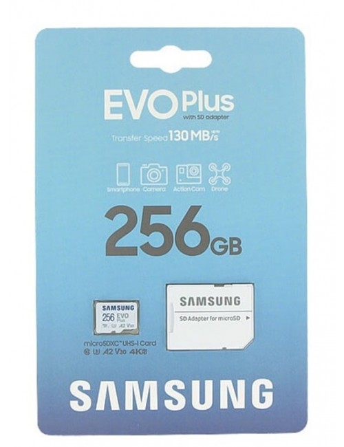 SAMSUNG MICRO SDXC 256GB MEMORY CARD WITH SD ADAPTER EVO PLUS