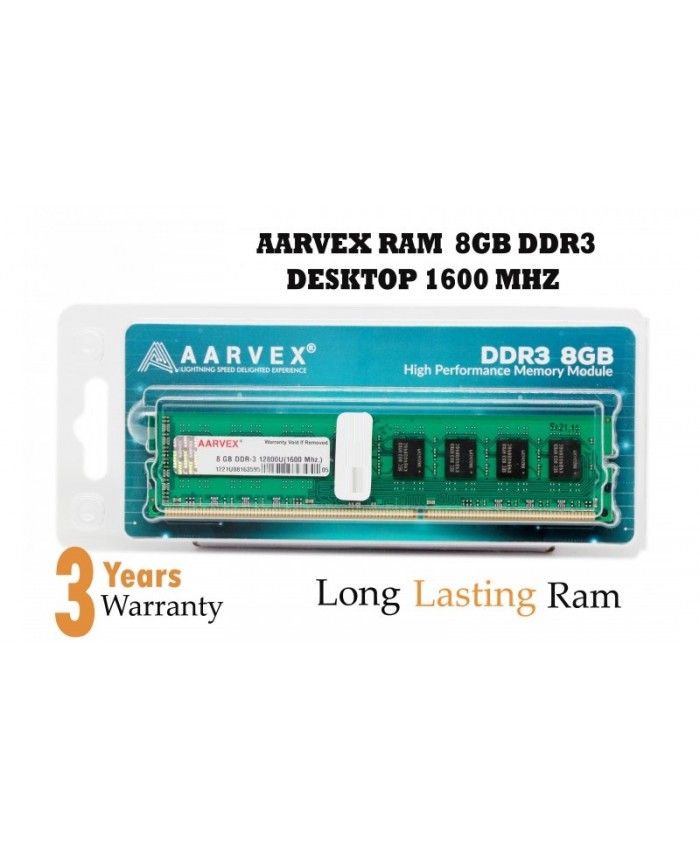 AARVEX DESKTOP RAM 8GB DDR3 1600MHZ 1R (8 CHIP) (FOR H61 & H81 ONLY)