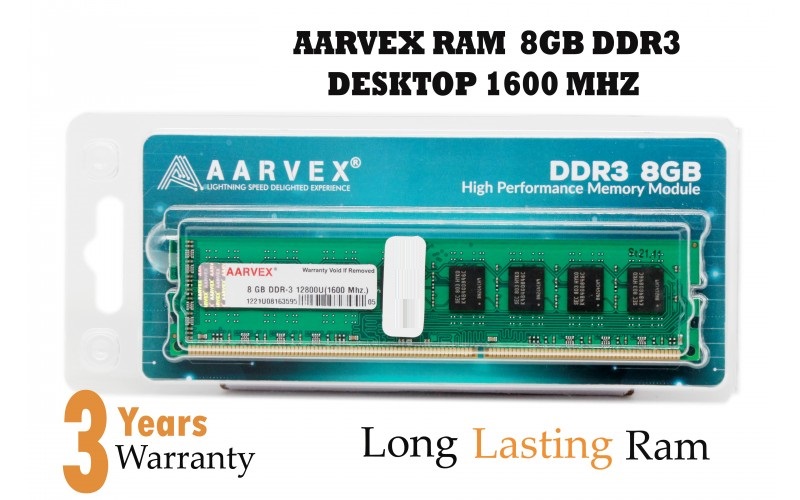 AARVEX DESKTOP RAM 8GB DDR3 1600MHZ 1R (8 CHIP) (FOR H61 & H81 ONLY)