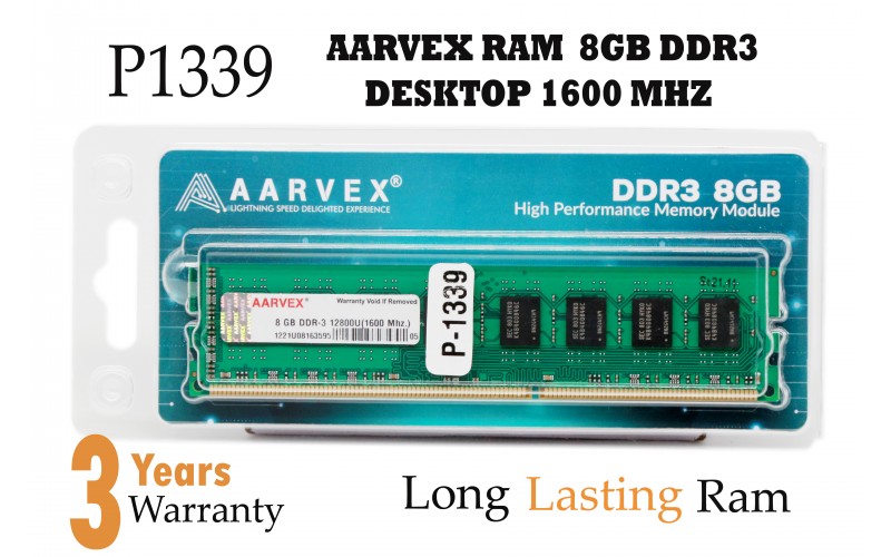 AARVEX DESKTOP RAM 8GB DDR3 1600MHZ 2R