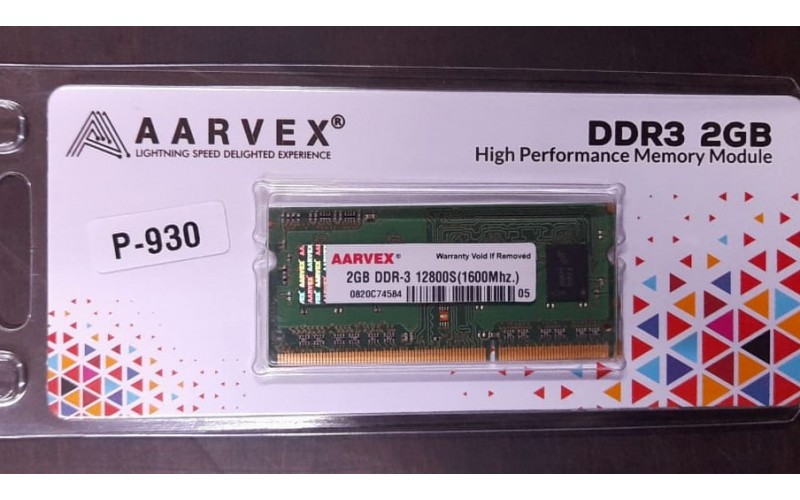 AARVEX LAPTOP RAM 2GB DDR3 1600 MHz