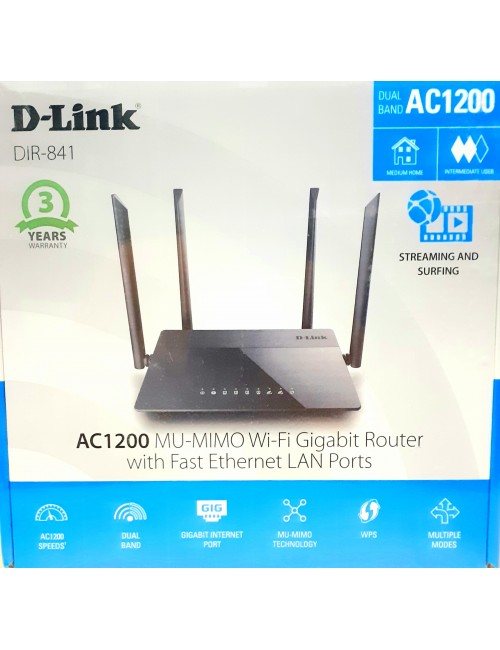 DLINK WIRELESS ROUTER DUAL BAND GIGA (DIR 841) 1200MBPS