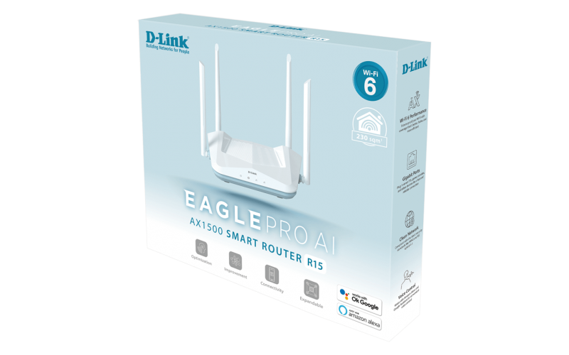 DLINK WIRELESS ROUTER DUAL BAND GIGA R15 (EAGLE PRO AI) 1500 MBPS