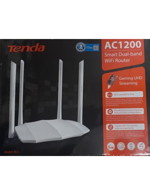 TENDA WIRELESS DUAL BAND ROUTER 1200 MBPS AC5 V3.0 (WHITE)