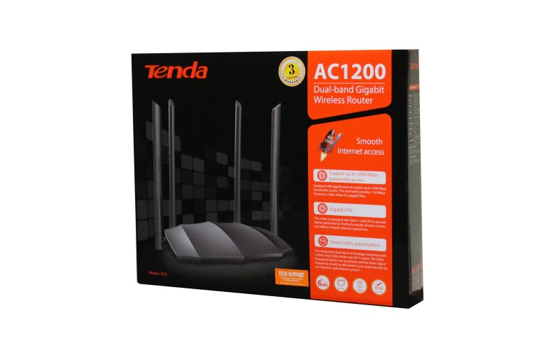 TENDA WIRELESS ROUTER DUAL BAND GIGA (AC8) 1200 MBPS