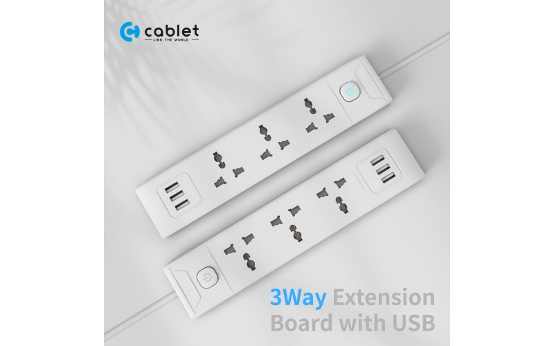 CABLET SPIKE 3 SOCKET 1 SWITCH 1.8M (3 USB 3.1A)