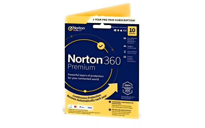 NORTON 360 PREMIUM 10 USER 1 YEAR 