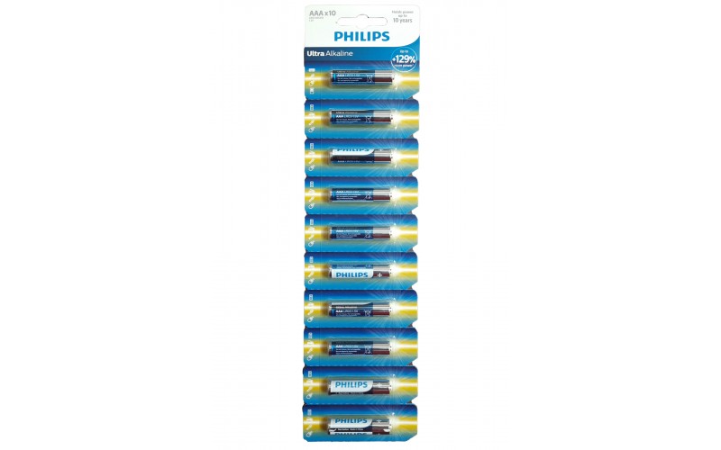 PHILIPS ALKALINE AAAx10 BATTERIES (PACK OF 10) LR03E10TS