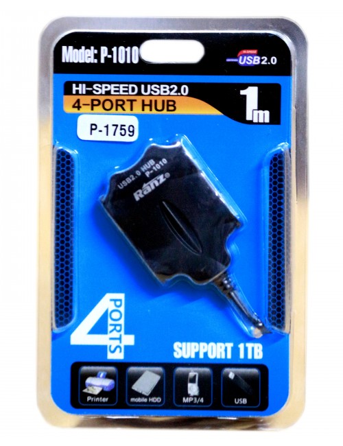 RANZ USB HUB 4 PORT 2.0 (SUPPORT 1TB)