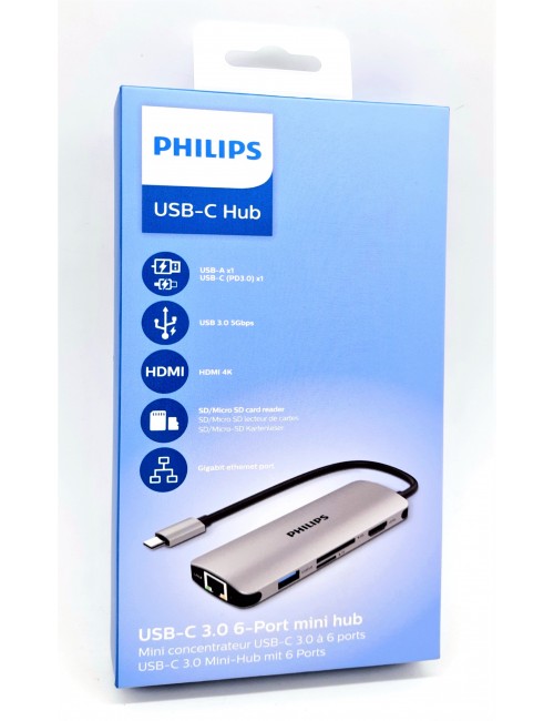 PHILIPS TYPE C HUB DOCK 6 IN 1 (USB | HDMI | SD | TFT | TYPE C | LAN ) DLK5526CG