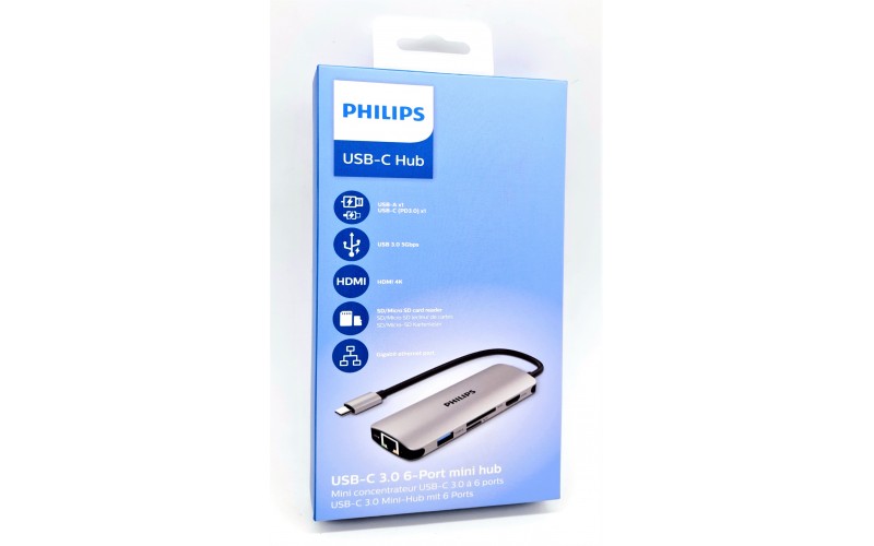 PHILIPS TYPE C HUB DOCK 6 IN 1 (USB | HDMI | SD | TFT | TYPE C | LAN ) DLK5526CG