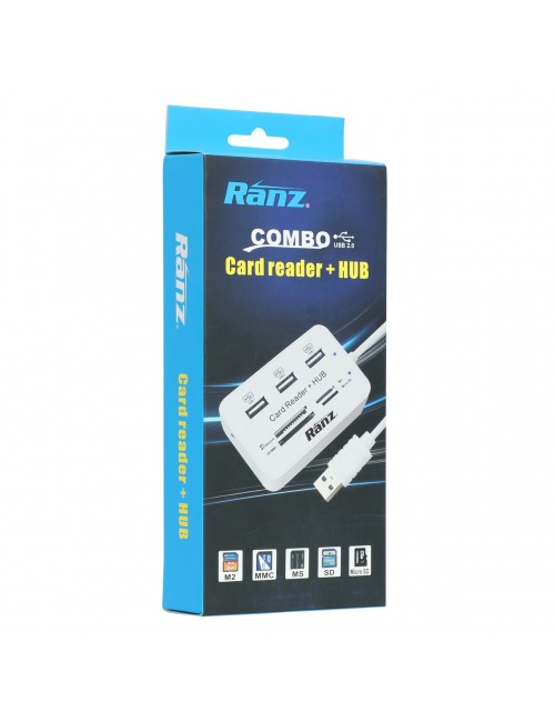 RANZ USB HUB 3 PORT 2.0 WITH CARD READER