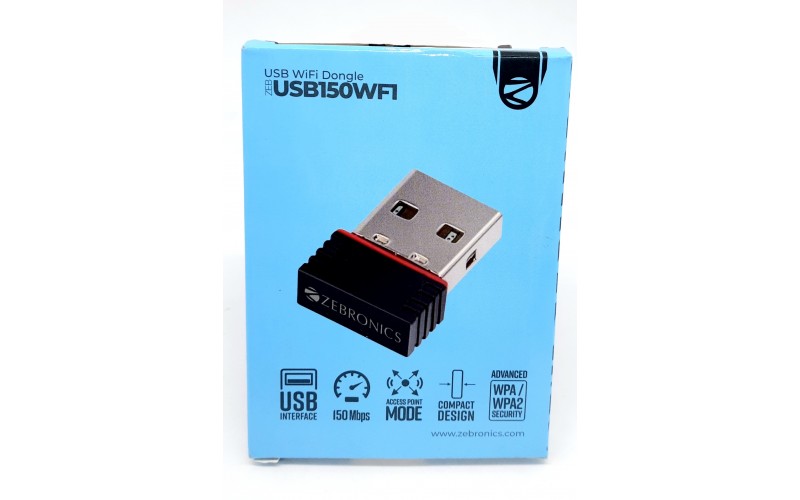 ZEBRONICS USB WIFI ADAPTER 150 MBPS (USB150WF1)