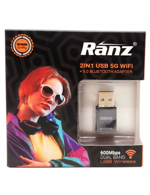 RANZ USB WIFI ADAPTER 600 MBPS DUAL BAND WITH BLUETOOTH