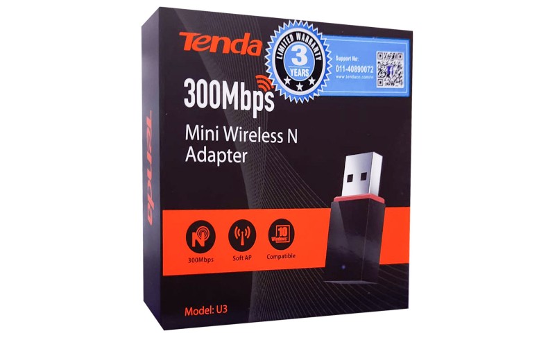 TENDA USB WIFI ADAPTER 300 MBPS (U3)  
