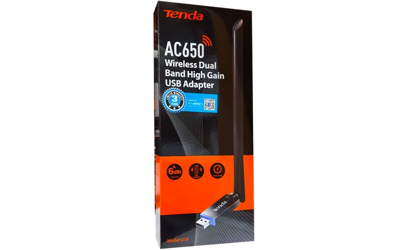 TENDA USB WIFI ADAPTER AC650 DUAL BAND 100MBPS (U10)