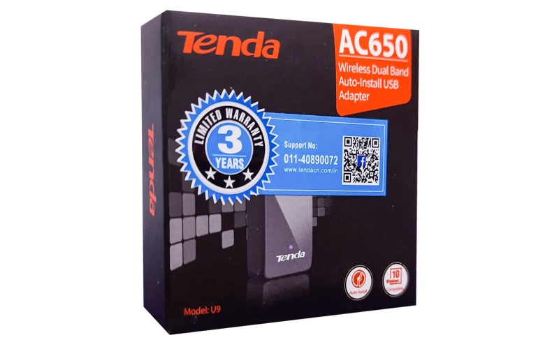 TENDA USB WIFI ADAPTER 650 MBPS DUAL BAND (U9)